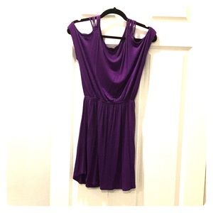 Purple cold shoulder strappy minidress